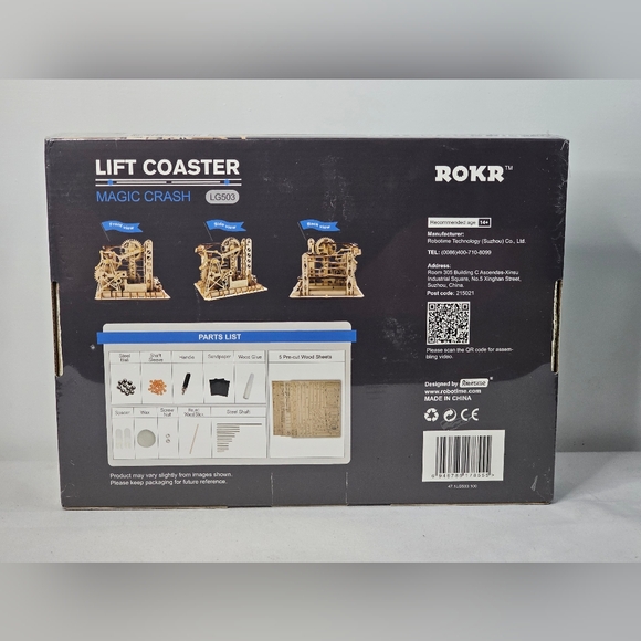 ROKR Magic Crash Lift Coaster LG503 3D Wooden Puzzle Model Kit Marbles Balls New - Picture 4 of 5